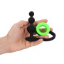 Anello fallico con plug anale in silicone Beads Butt Plug with Cock ring glow in the dark