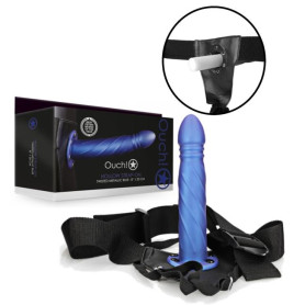 fallo vaginale cavo indossabile dildo anale Twisted Hollow Strap-on 20-cm metallic blue