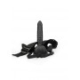 fallo vaginale cavo dildo anale indossabile Ribbed Hollow Strap-on with Balls - 8'' / 21 cm - Black