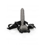 Fallo anale cavo dildo vaginale indossabile Ribbed Hollow Strap-on with Balls - 8'' / 21 cm - Gun Metal