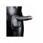 Fallo anale cavo dildo vaginale indossabile Ribbed Hollow Strap-on with Balls - 8'' / 21 cm - Gun Metal