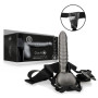 Fallo anale cavo dildo vaginale indossabile Ribbed Hollow Strap-on with Balls - 8'' / 21 cm - Gun Metal