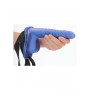 Fallo indossabile vaginale dildo cavo anale Ribbed Hollow Strap-on with Balls - 8'' / 21 cm - Met Blue