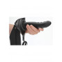 fallo cavo anale vaginale dildo indossabile Textured Curved Hollow Strap-on - 8'' / 20 cm - Black