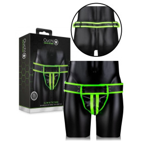 Perizoma intimo uomo sexy sospensorio maschile Striped Jock Strap - GitD - Neon Green/Black