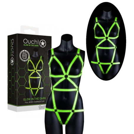 Body bondage sexy imbracatura sadomaso Harness - GitD - Neon Green/Black