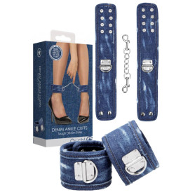 Manette per caviglie sadomaso sexy costrittivo Ankle Cuffs Roughend Denim Style Blue