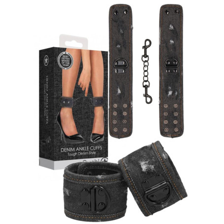 Manette per caviglie bondage sexy costrittivo Ankle Cuffs Roughend Denim Style Black