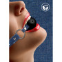 Morso sadomaso sexy Ball Gag With Roughend Denim Straps Blue