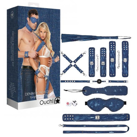 Kit costrittivo sadomaso Bondage Set Tough Denim Style Blue