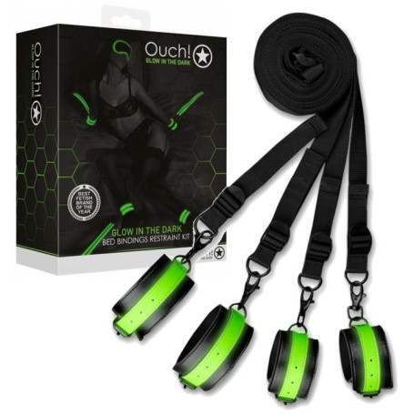 Costrittivo per letto kit manette cavigliere Bed Bindings Restraint Kit Neon Green/Black