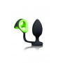 Plug anale in silicone con anello fallico Butt Plug Cock Ring & Ball Strap GitD Neon Green/Black