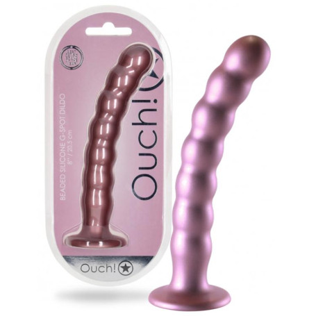 Dildo vaginale a sfere in silicone con ventosa Beaded G-Spot Dildo 8'' / 20,5 cm Rose Gold