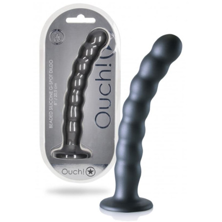 Dildo vaginale in silicone a sfere Beaded G-Spot Dildo 8'' / 20,5 cm Gun Metal