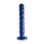 Dildo vaginale a sfere in silicone con ventosa Beaded G-Spot Dildo 8'' / 20,5 cm Metallic Blue