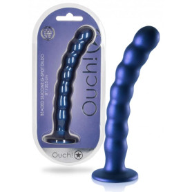 Dildo vaginale a sfere in silicone con ventosa Beaded G-Spot Dildo 8'' / 20,5 cm Metallic Blue