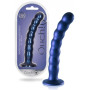 Dildo vaginale a sfere in silicone con ventosa Beaded G-Spot Dildo 8'' / 20,5 cm Metallic Blue