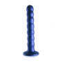 Dildo vaginale a sfere in silicone con ventosa Beaded G-Spot Dildo 6,5'' / 16,5 cm Metallic Blue