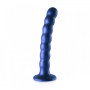 Dildo vaginale a sfere in silicone con ventosa Beaded G-Spot Dildo 6,5'' / 16,5 cm Metallic Blue