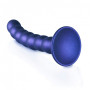 Dildo vaginale a sfere in silicone con ventosa Beaded G-Spot Dildo 6,5'' / 16,5 cm Metallic Blue