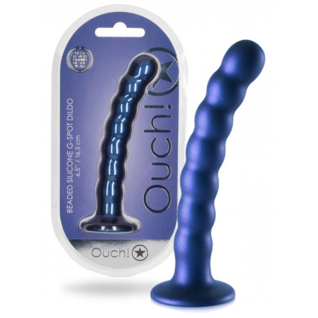 Dildo vaginale a sfere in silicone con ventosa Beaded G-Spot Dildo 6,5'' / 16,5 cm Metallic Blue