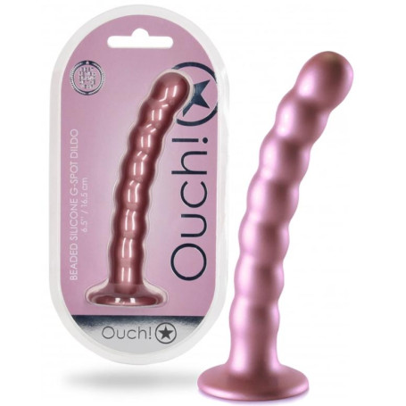 Dildo vaginale in silicone a sfere con ventosa Beaded G-Spot Dildo 6,5'' / 16,5 cm Rose Gold