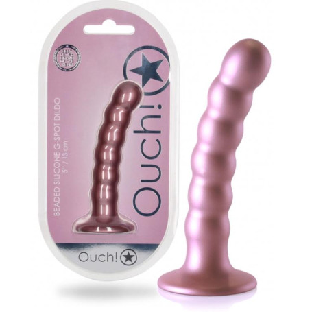 Dildo vaginale per punto G a sfere con ventosa Beaded G-Spot Dildo 5'' / 13 cm Rose Gold