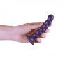 Dildo vaginale a sfere con ventosa in silicone Beaded G-Spot Dildo 5'' / 13 cm Metallic Purple