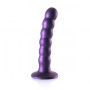 Dildo vaginale a sfere con ventosa in silicone Beaded G-Spot Dildo 5'' / 13 cm Metallic Purple