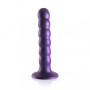 Dildo vaginale a sfere con ventosa in silicone Beaded G-Spot Dildo 5'' / 13 cm Metallic Purple