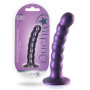 Dildo vaginale a sfere con ventosa in silicone Beaded G-Spot Dildo 5'' / 13 cm Metallic Purple