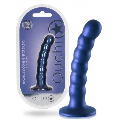 Dildo a sfere con ventosa in silicone Beaded G-Spot Dildo 5'' / 13 cm Metallic Blue