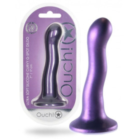 Dildo vaginale in silicone con ventosa Ultra Soft Curvy G-Spot Dildo 7''/17 cm Metallic Purple