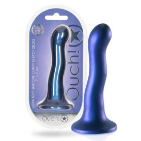 Dildo con ventosa in silicone vaginale Ultra Soft Curvy G-Spot Dildo 17 cm Metallic Blue