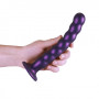 Dildo vaginale a sfere in silicone con ventosa Beaded G-Spot Dildo 20,5 cm Metallic Purple