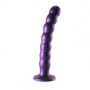 Dildo vaginale a sfere in silicone con ventosa Beaded G-Spot Dildo 20,5 cm Metallic Purple