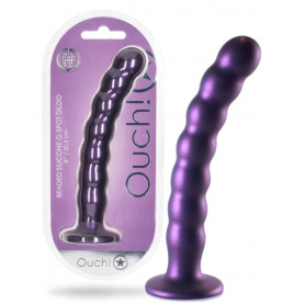 Dildo vaginale a sfere in silicone con ventosa Beaded G-Spot Dildo 20,5 cm Metallic Purple