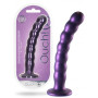 Dildo vaginale a sfere in silicone con ventosa Beaded G-Spot Dildo 20,5 cm Metallic Purple