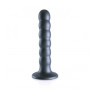 Dildo vaginale a sfere con ventosa in silicone Beaded G-Spot Dildo 13 cm Gun Metal