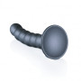 Dildo vaginale a sfere con ventosa in silicone Beaded G-Spot Dildo 13 cm Gun Metal