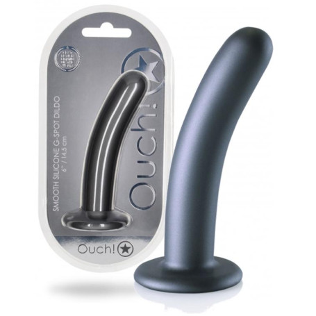 Dildo piccolo liscio con ventosa in silicone vaginale Smooth G-Spot Dildo 14,5 cm Gun Metal