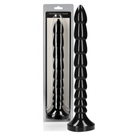 Dildo anale maxi con ventosa Stacked Anal Snake 30 cm Black