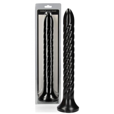 Dildo anale maxi con ventosa Swirled Anal Snake 30 cm Black