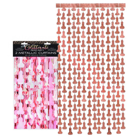 Striscioni con peni glitterati Penis Foil Curtain Set of 2