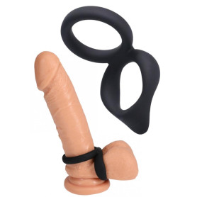 Anello ritardante per pene e testicoli Dual Enhancer Black