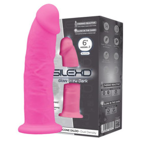 Dildo vaginale anale con ventosa Model 2 15.4 cm pink Glow in the Dark