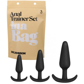Kit plug dilatatore mini maxi in silicone Anal Trainer Set Black