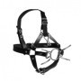 Imbracatura viso sadomaso con morso Head Harness with Spider Gag and Nose Hooks Black