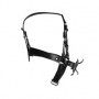 Imbracatura viso sadomaso con morso Head Harness with Spider Gag and Nose Hooks Black