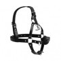 Imbracatura viso bondage con morso e gancio per naso Head Harness with Breathable Ball Gag and Nose Hooks Black